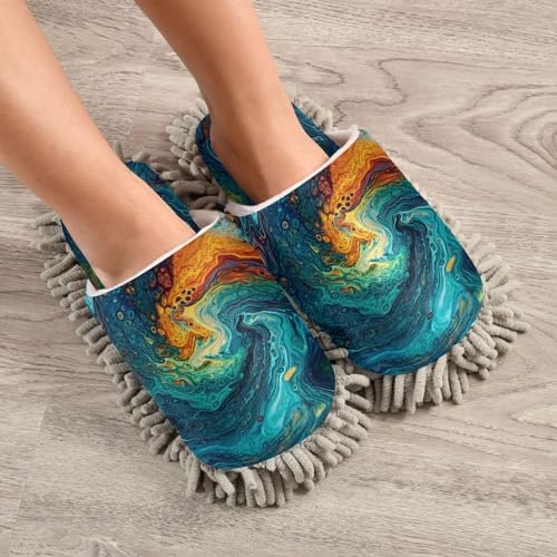 Zhirexin Blue Green Microfiber Cleaning Slippers 1