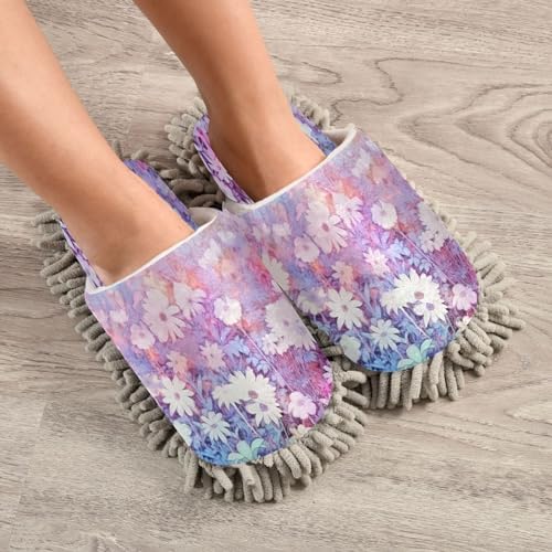 Bulletgxll Pink Floral Mopping Slippers - M