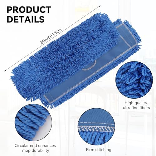 BeiLan 24 Inch Washable Dust Mop Head Replacement - 6 Pack Blue