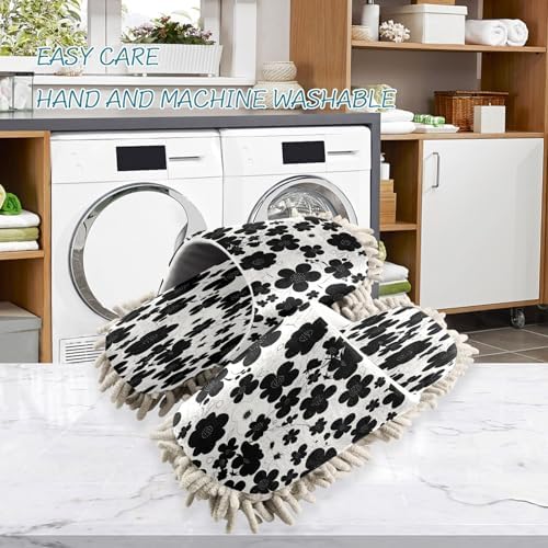 Zhirexin Black Microfiber Mop Slippers for Comfort