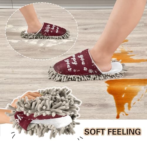 RunningBear White Red Christmas Mop Slippers
