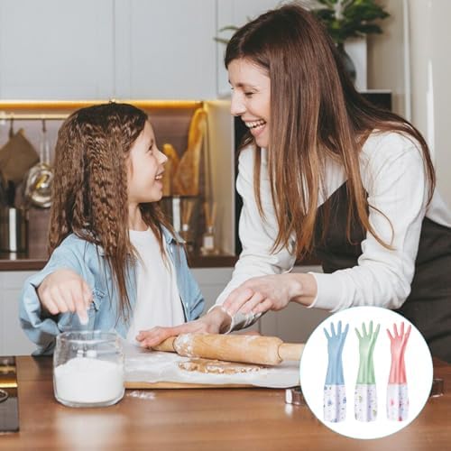3Pcs Reusable Waterproof Dishwashing Gloves with Cotton Lined
