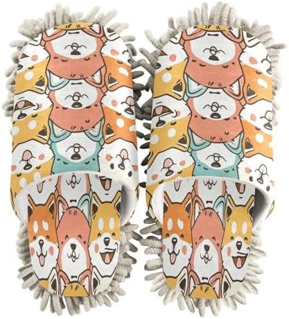 Bulletgxll Cute Dogs Mopping Slippers Washable Comfortable