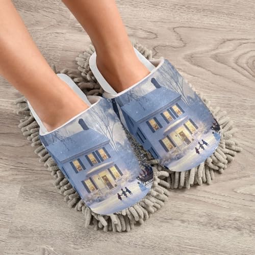 RunningBear White Christmas House Mop Slippers for Home and Office