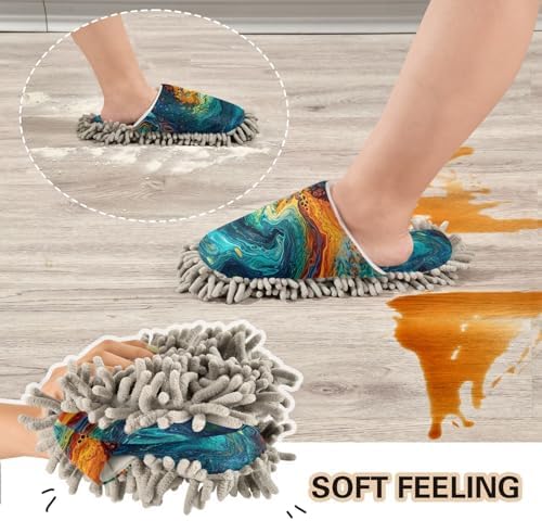 Zhirexin Blue Green Microfiber Cleaning Slippers 1