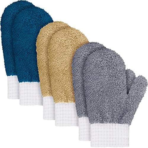 BBTO 3 Pairs Microfiber Dusting Mitts No Scratch Reusable