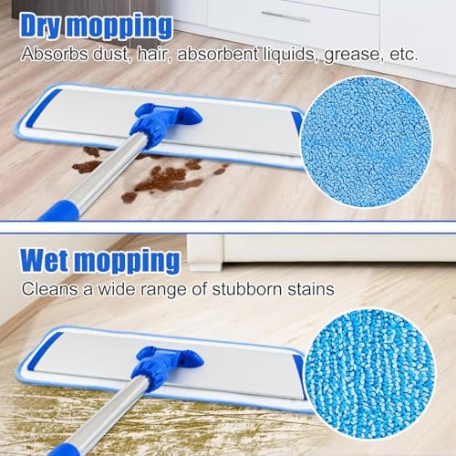 Aruihm Flat Mop with Adjustable Handle and 360 Swivel Head