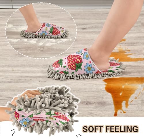 Zhirexin Cartoon Strawberry Cleaning Slippers