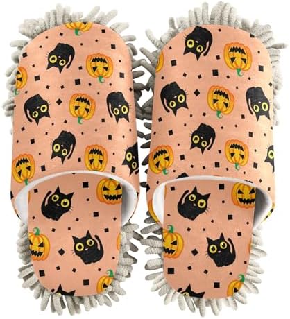 Burbuja Black Cats Dust Mop Slippers for Women Men