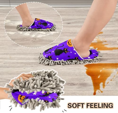 Burbuja Pumpkins Black Cats Mop Slippers for 5-8