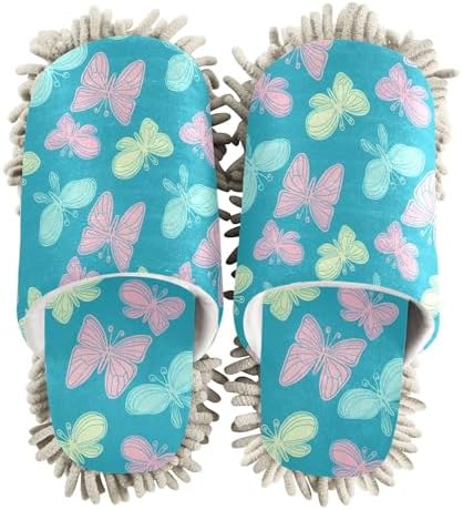 Burbuja Butterflies Mop Slippers for Women Men Home Kitchen