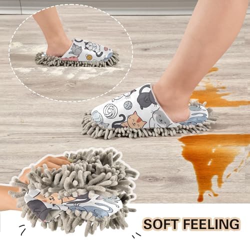 Zhirexin Cartoon Cute Cats Cleaning Slippers 1
