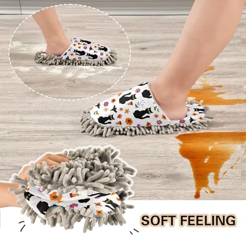 Burbuja Black Cats Pumpkins Mop Slippers for Home Cleaning