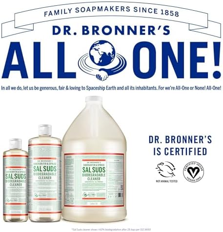 Dr Bronners Sal Suds Cleaner 32 oz - Biodegradable All-Purpose Pine Scented