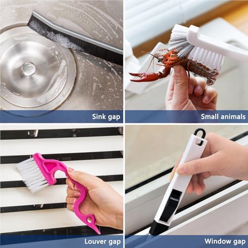 CRAFNEW 14Pcs Crevice Cleaning Brush Set for Kitchen and Bathroom
