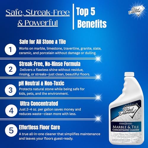 Black Diamond Marble Tile Floor Cleaner 1 Quart No-Rinse