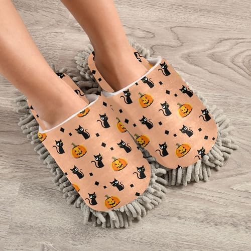 Burbuja Cats Pumpkins Mop Slippers for Home Cleaning 1