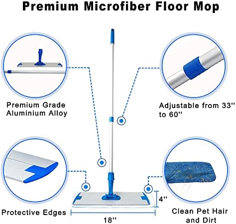 Mr Towels Premium Microfiber Floor Mop with 2 Reusable Pads