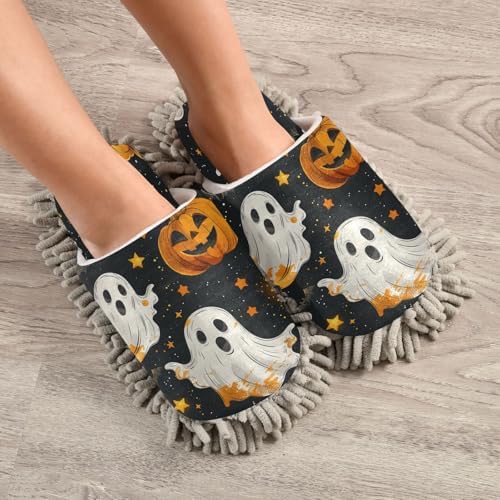 Zhirexin Halloween White Cleaning Slippers with Microfiber Mop Pads