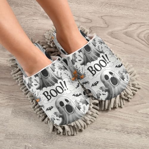 Zhirexin Halloween White Microfiber Mop Slippers