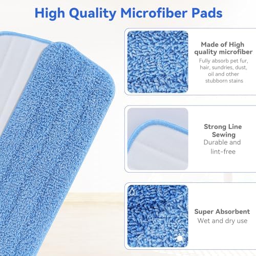 165 Inch Microfiber Mop Pads - 10 Pack Universal Replacement for Spray Mop
