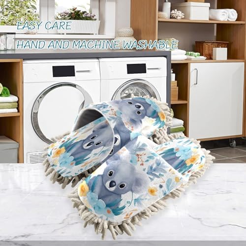 Bulletgxll Mopping Slippers with Microfiber and Flowers Design