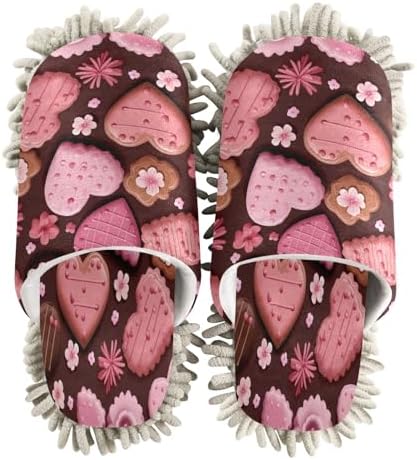 Bulletgxll Heart Cookies Cleaning Slippers for Men Women - L