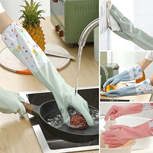 3pcs Waterproof Reusable Kitchen Gloves Latex-Free for Laundry Cleaning
