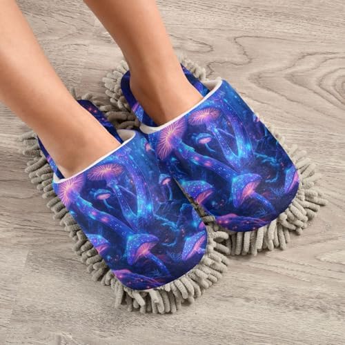 FLildon Microfiber Mopping Slippers with Night Glowing Mushrooms 1
