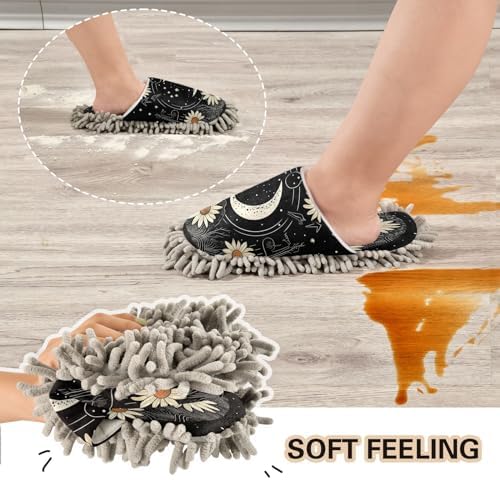 Bulletgxll White Sun Flower Microfiber Cleaning Slippers - L