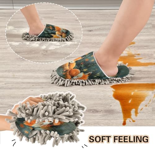 Zhirexin Cute Fox Mop Slippers for Home Cleaning