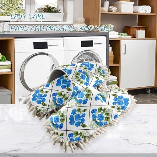 Burbuja Blue Flowers Shaped Lattice Mop Slippers 1