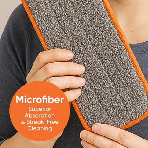Superio 4-Pack Microfiber Mopping Pads - Reusable Streak-Free