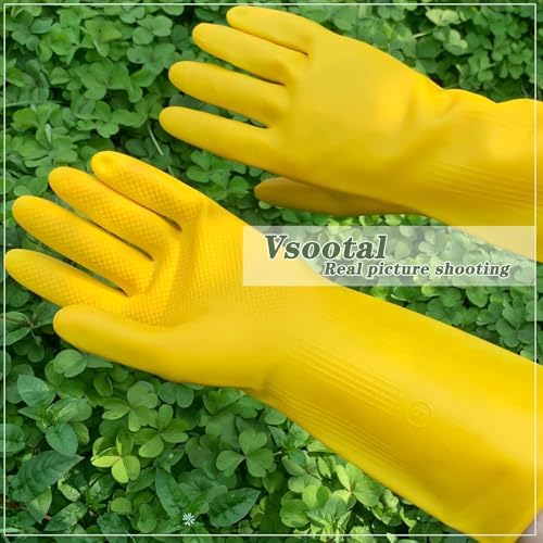 Vsootal 8 Pairs Reusable Cleaning Gloves Yellow Thickened Long Sleeves