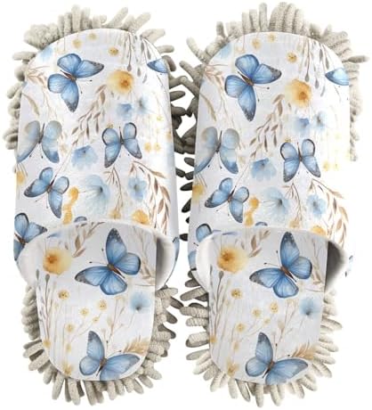 RunningBear Flower Butterfly Mop Slippers for Women Men