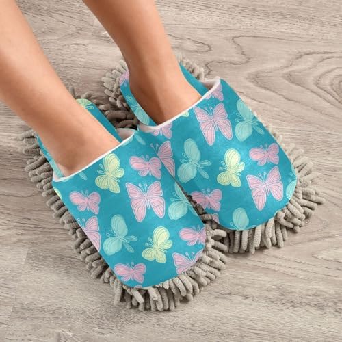 Burbuja Butterflies Mop Slippers for Women Men Home Kitchen