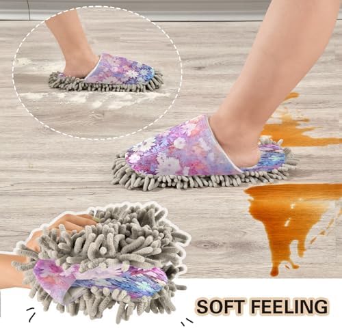Bulletgxll Pink Floral Mopping Slippers - M