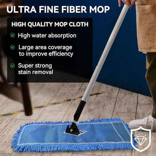 BeiLan 24 Inch Washable Dust Mop Head Replacement - 6 Pack Blue