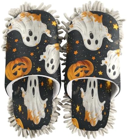 Zhirexin Halloween White Cleaning Slippers with Microfiber Mop Pads