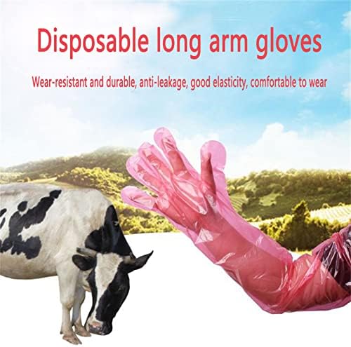 Disposable Long Plastic Gloves 50 Pcs Red 355 Inch