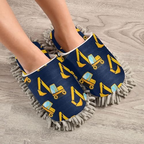 Burbuja Cartoon Excavators Mop Slippers for Home Cleaning