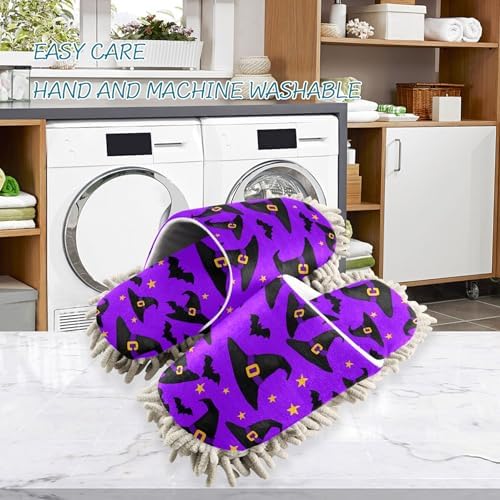 Burbuja Black Witch Hats Mop Slippers for Women Men 1