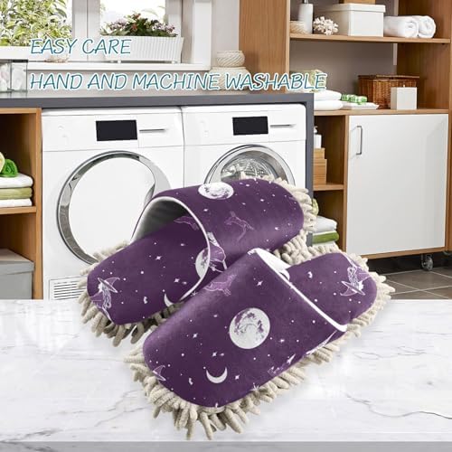FLildon Microfiber Cleaning Slippers Halloween Witch Washable Mop Shoes for Men Women