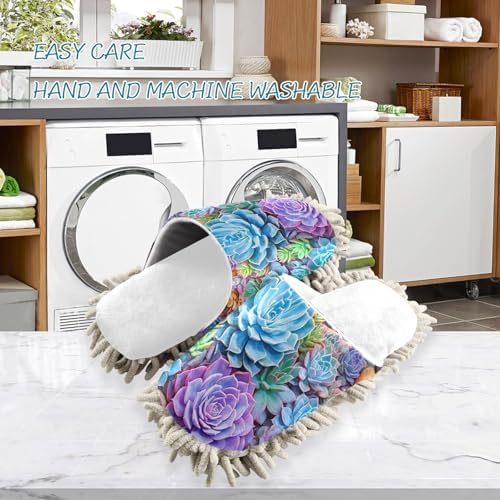 RunningBear White Succulents Mop Slippers for Home Office