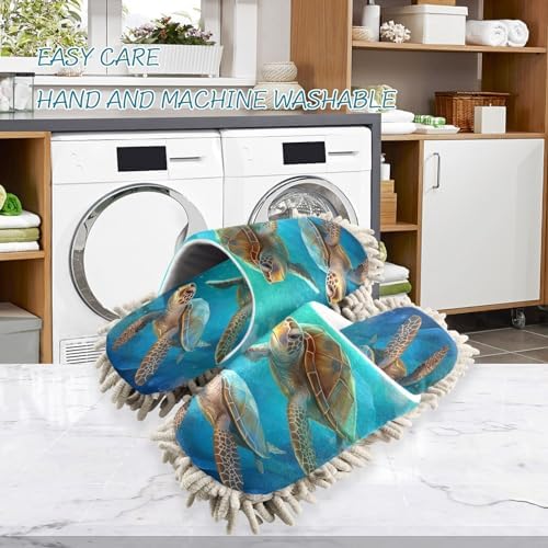 Bulletgxll Sea Turtle Microfiber Cleaning Slippers - M