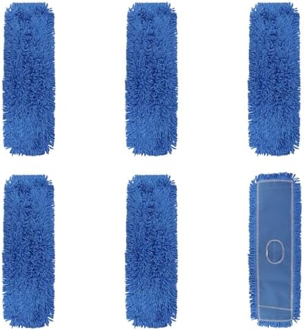 BeiLan 24 Inch Washable Dust Mop Head Replacement - 6 Pack Blue
