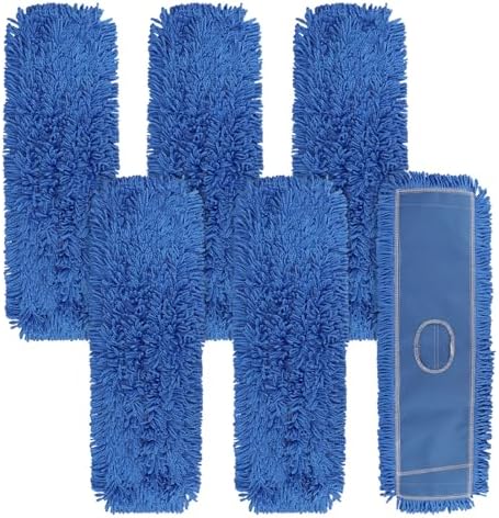 BeiLan 24 Inch Washable Dust Mop Head Replacement - 6 Pack Blue